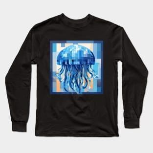 Blue Pixel Jellyfish Long Sleeve T-Shirt